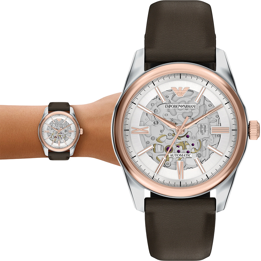 EMPORIO ARMANI 亞曼尼 鏤空機械錶 手錶-43mm(AR60094)