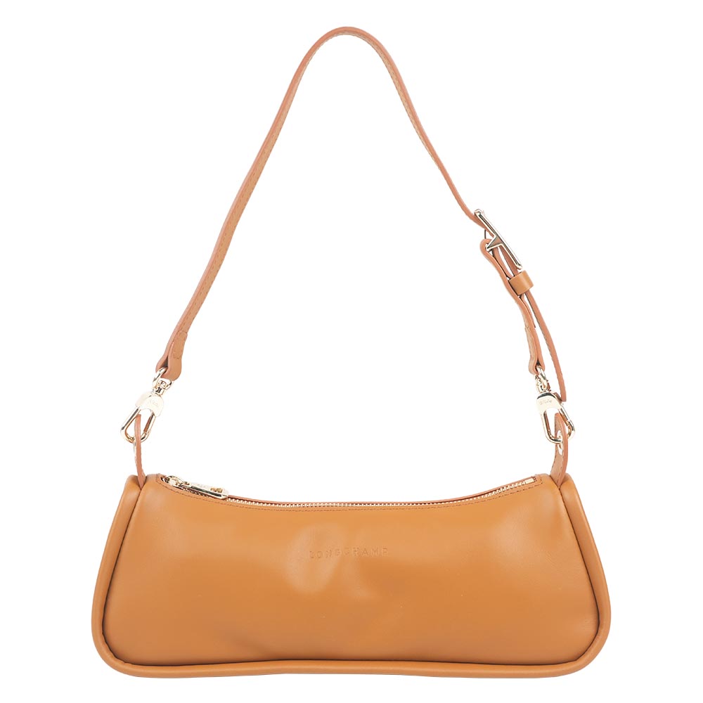 【LONGCHAMP】Looong M 牛皮法棍肩背包(焦糖色)/ 平行輸入
