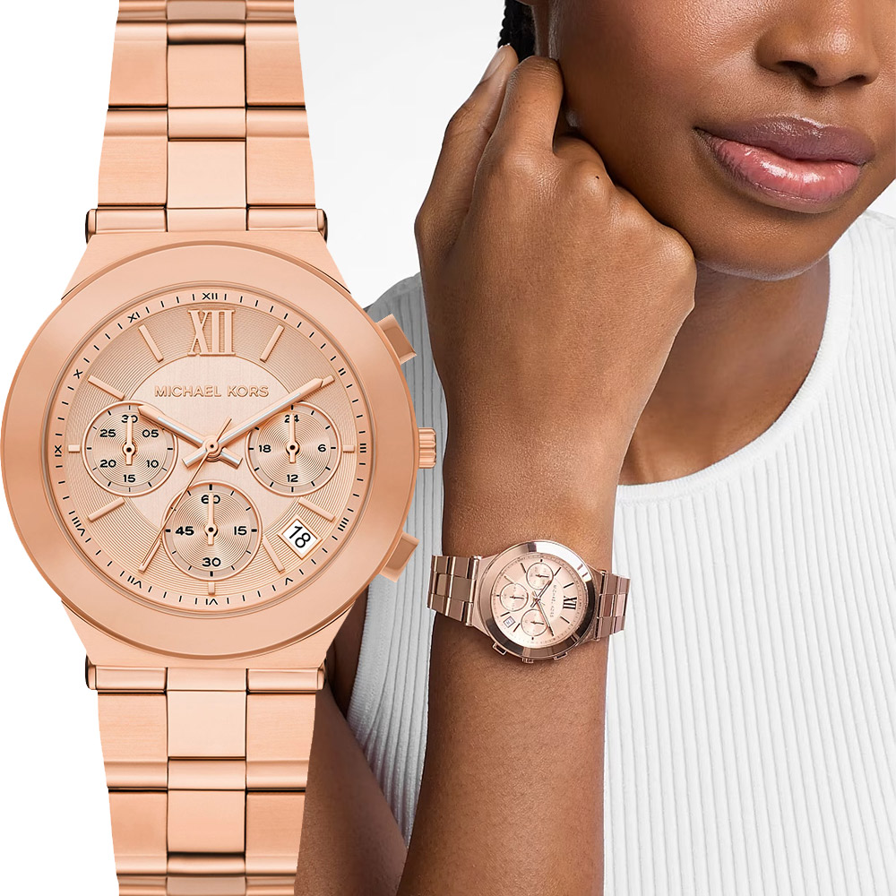 Michael Kors MK Billie 時尚三眼計時女錶-玫瑰金/37mm 送禮 禮物 推薦(MK7604)