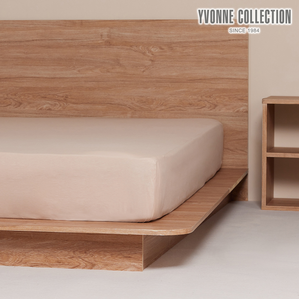 YVONNE COLLECTION純棉素面加大床包-木屋棕