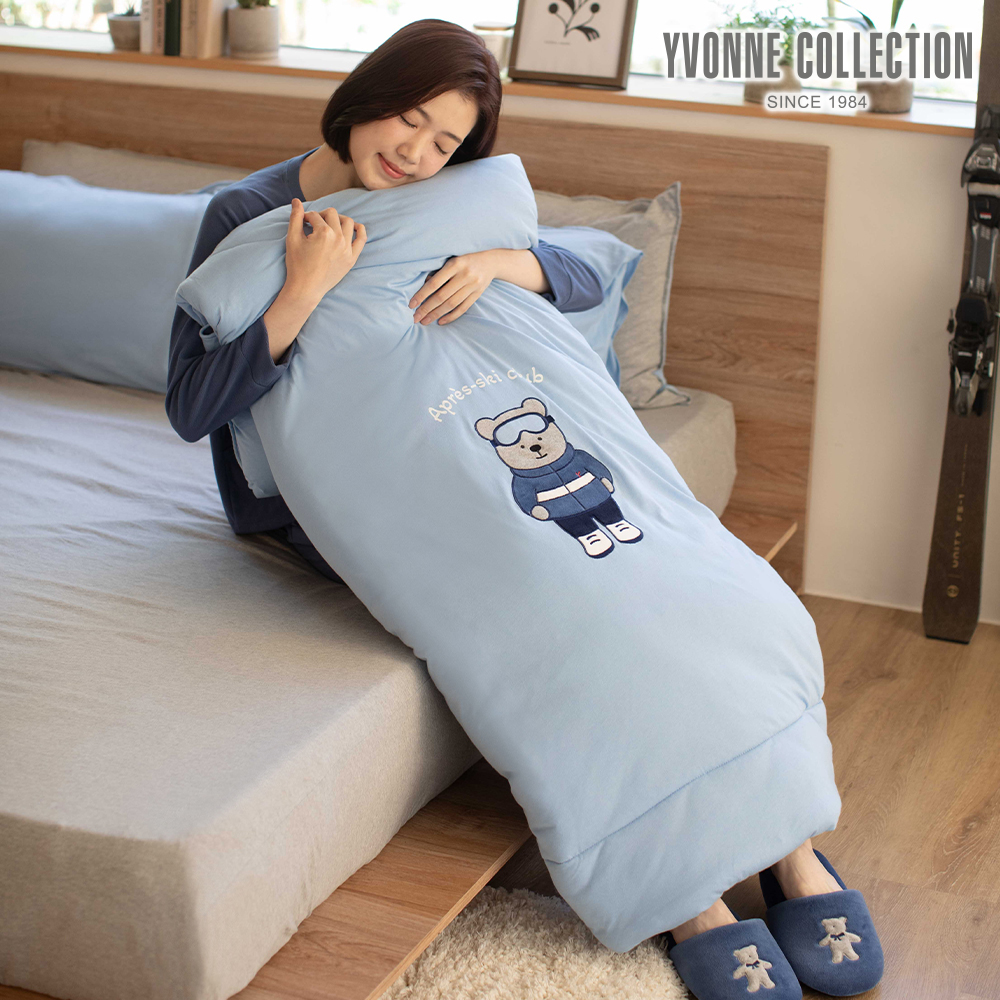 YVONNE COLLECTION 伯恩熊 雙人蓄暖被-冰河藍