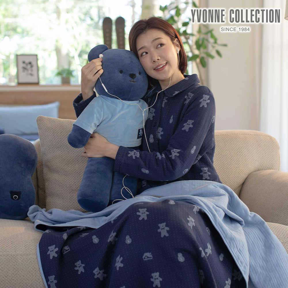 YVONNE COLLECTION 伯恩熊 隨行包紗毯-星夜藍
