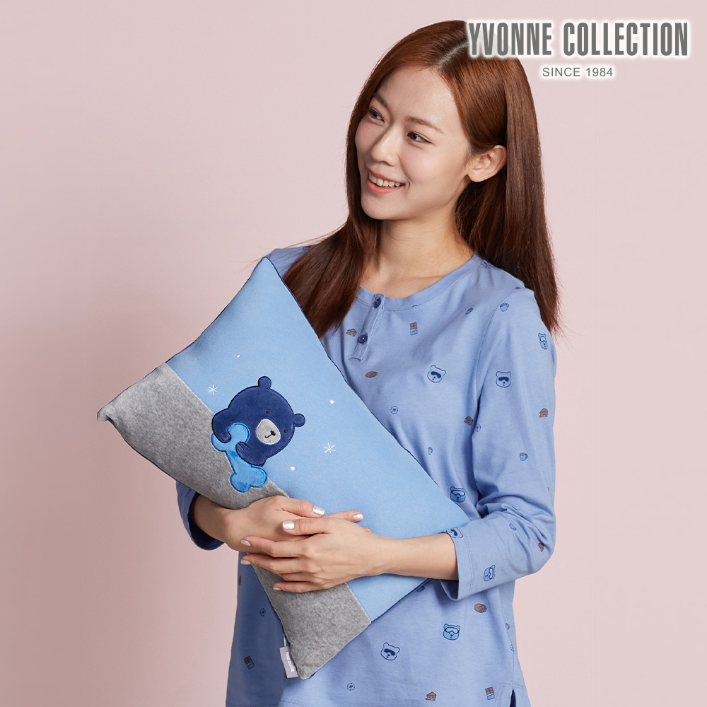 YVONNE COLLECTION 伯恩熊方形抱枕(30x45公分)-冰河藍