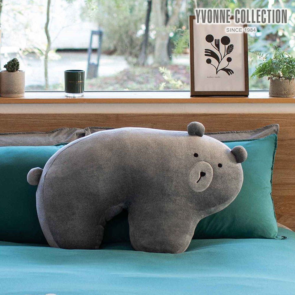 YVONNE COLLECTION 伯恩熊造型靠枕-岩石灰