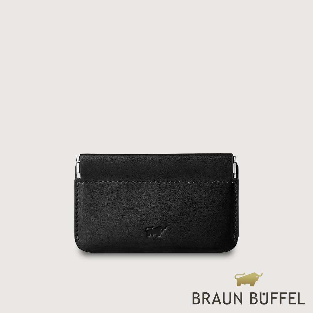 【BRAUN BUFFEL 德國小金牛】台灣總代理 里安 彈片零錢包-黑色/BF712-125-BK