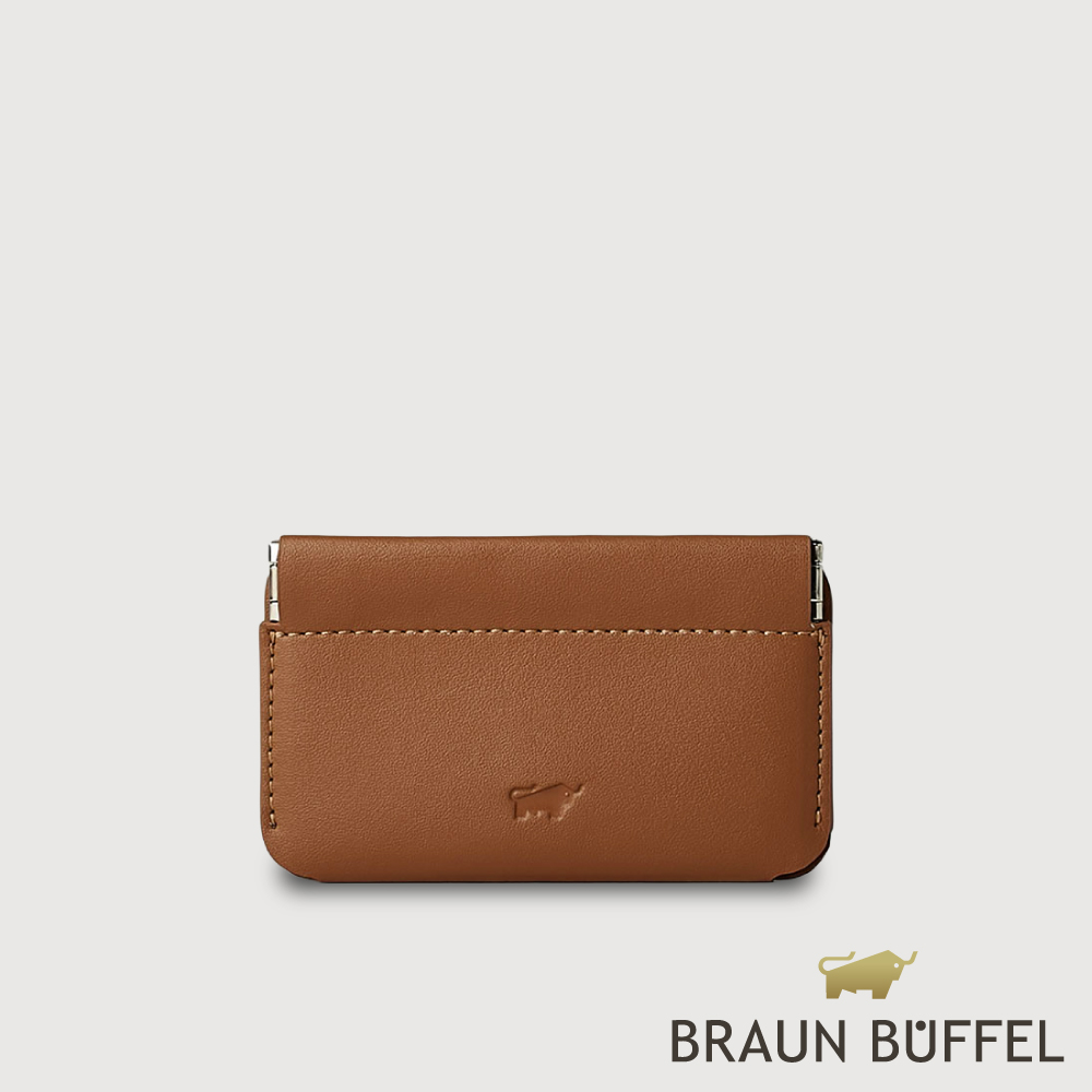 【BRAUN BUFFEL 德國小金牛】台灣總代理 里安 彈片零錢包-麥色/BF712-125-BRA