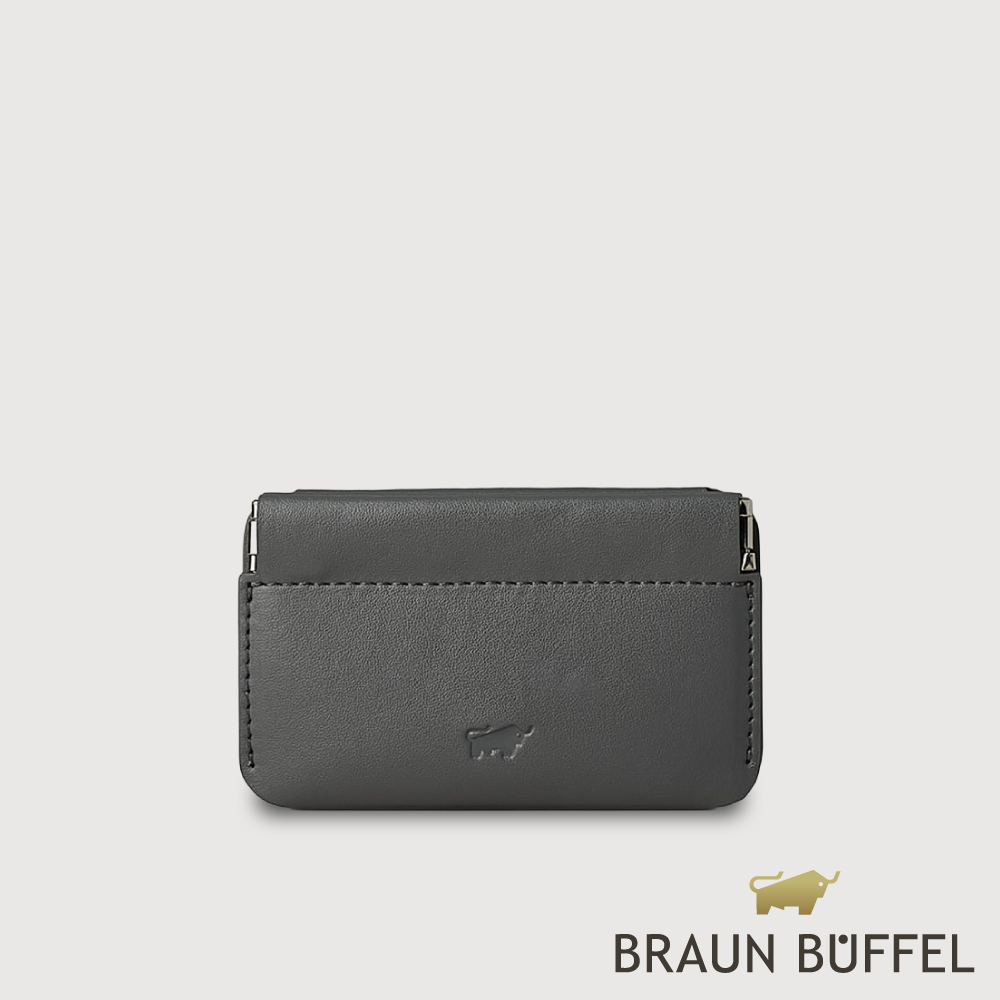 【BRAUN BUFFEL 德國小金牛】台灣總代理 里安 彈片零錢包-暗灰色/BF712-125-DGG