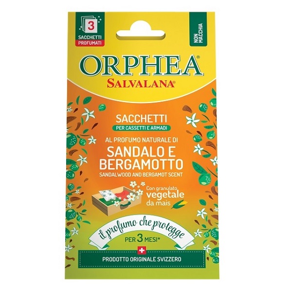義大利ORPHEA歐菲雅衣物香氛袋佛手柑(3包/盒)-取代樟腦丸