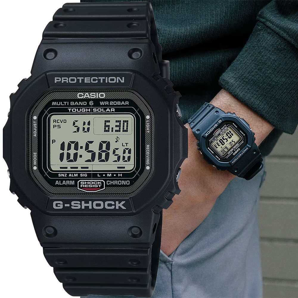 CASIO 卡西歐 G-SHOCK 經典方形電波時計太陽能電子錶 手錶 學生錶 送禮 禮物 推薦(GW-5000U-1)