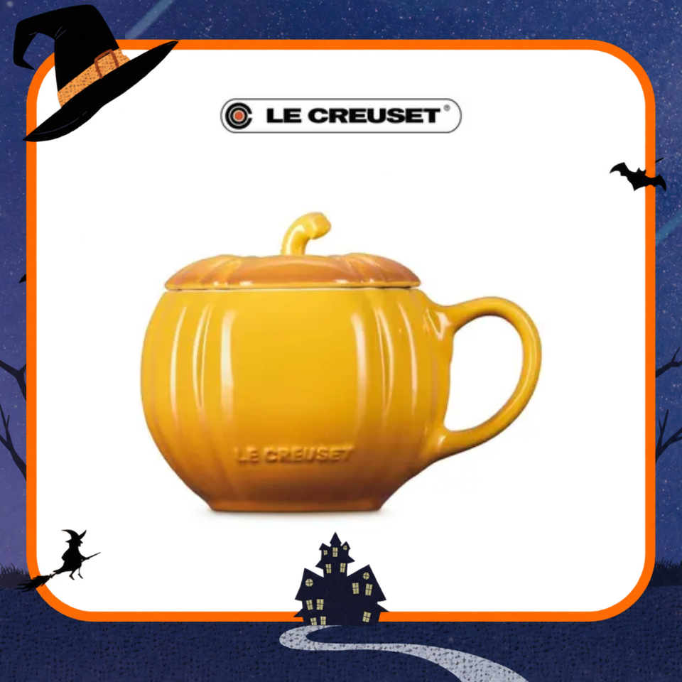 LE CREUSET瓷器萬聖節南瓜造型馬克杯 400ml 杏桃黃