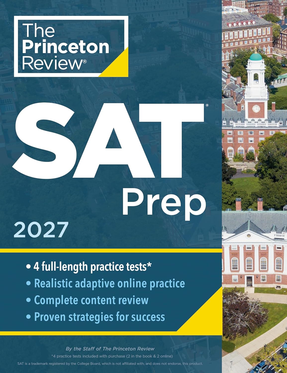 Princeton Review SAT Prep, 2027: 4 Full-Length Practice Tests (2 in Book+2 Adaptive Tests Online)+Review+Online Tools