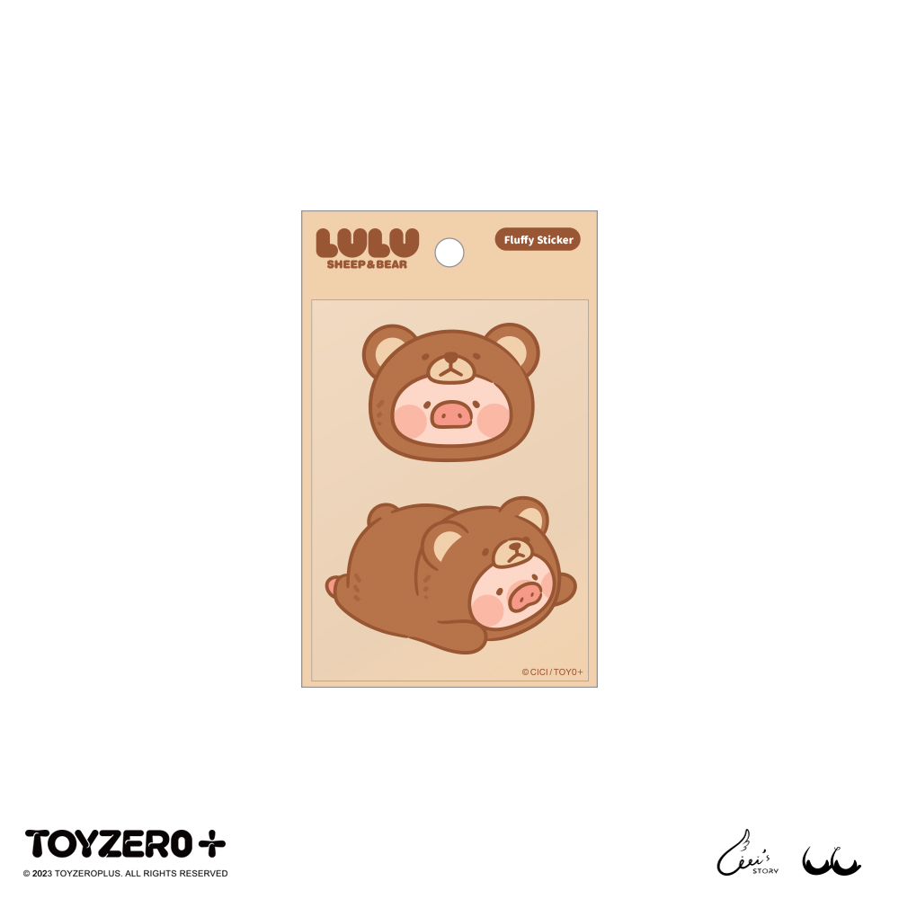 TOYZEROPLUS罐頭豬LuLu豬熊豬羊系列5x5cm毛絨貼紙/ 豬熊