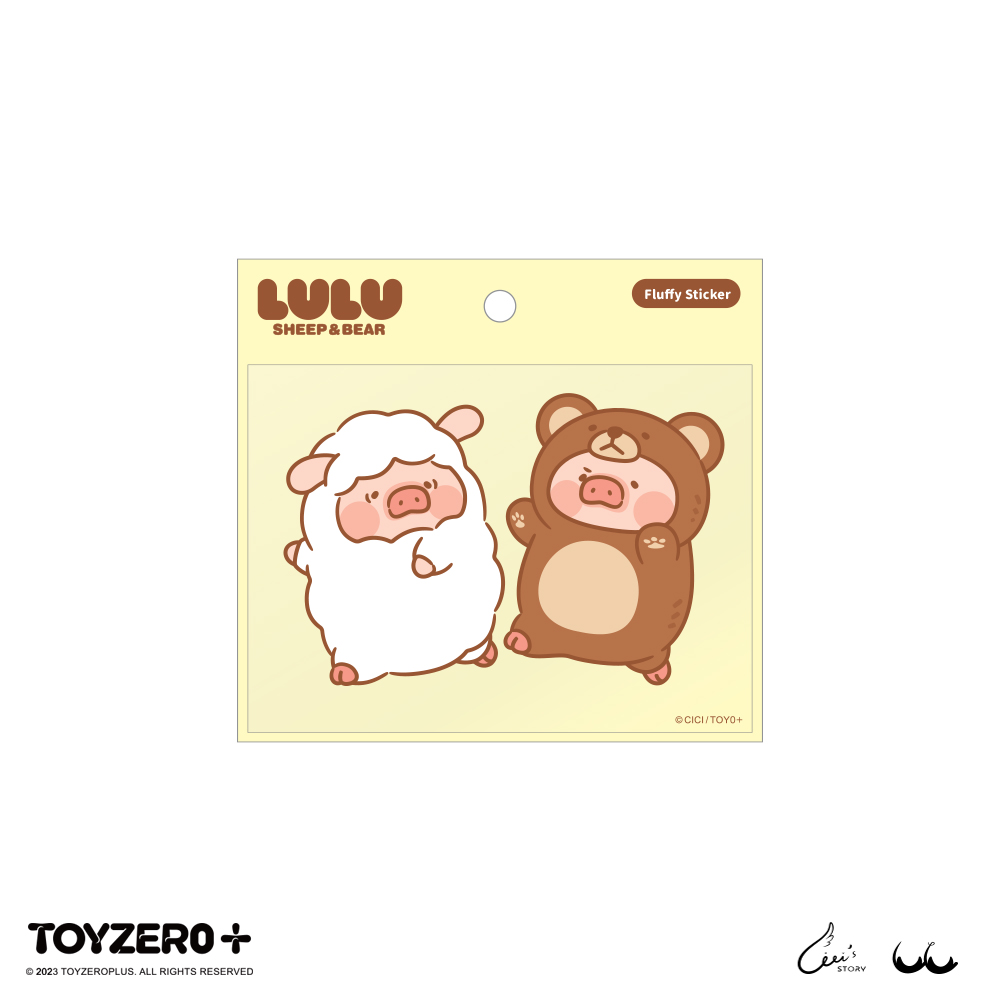 TOYZEROPLUS罐頭豬LuLu豬熊豬羊系列5x5cm毛絨貼紙/ 豬熊豬羊