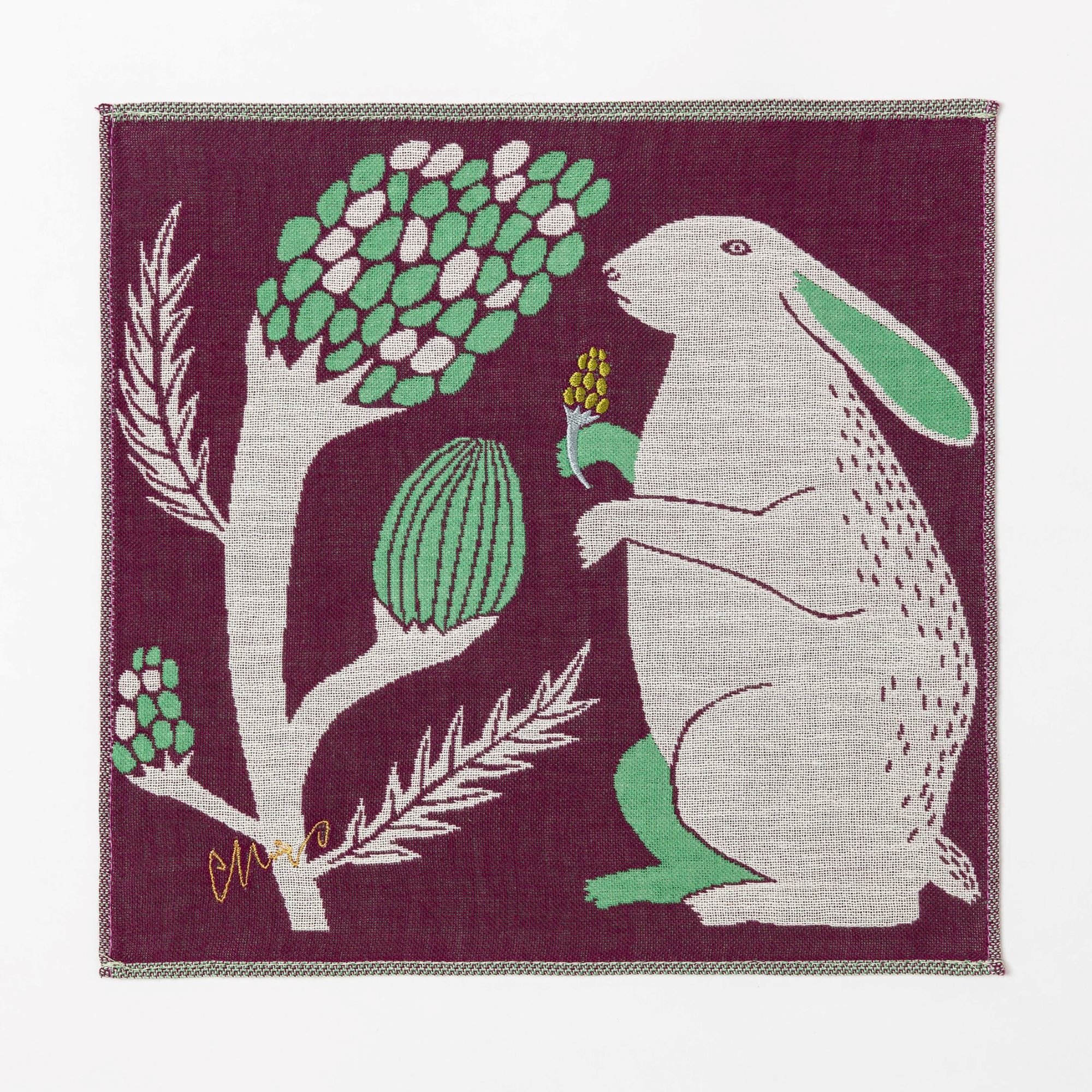 日本 森田MiW 純棉手帕/ 平原的花與兔子們