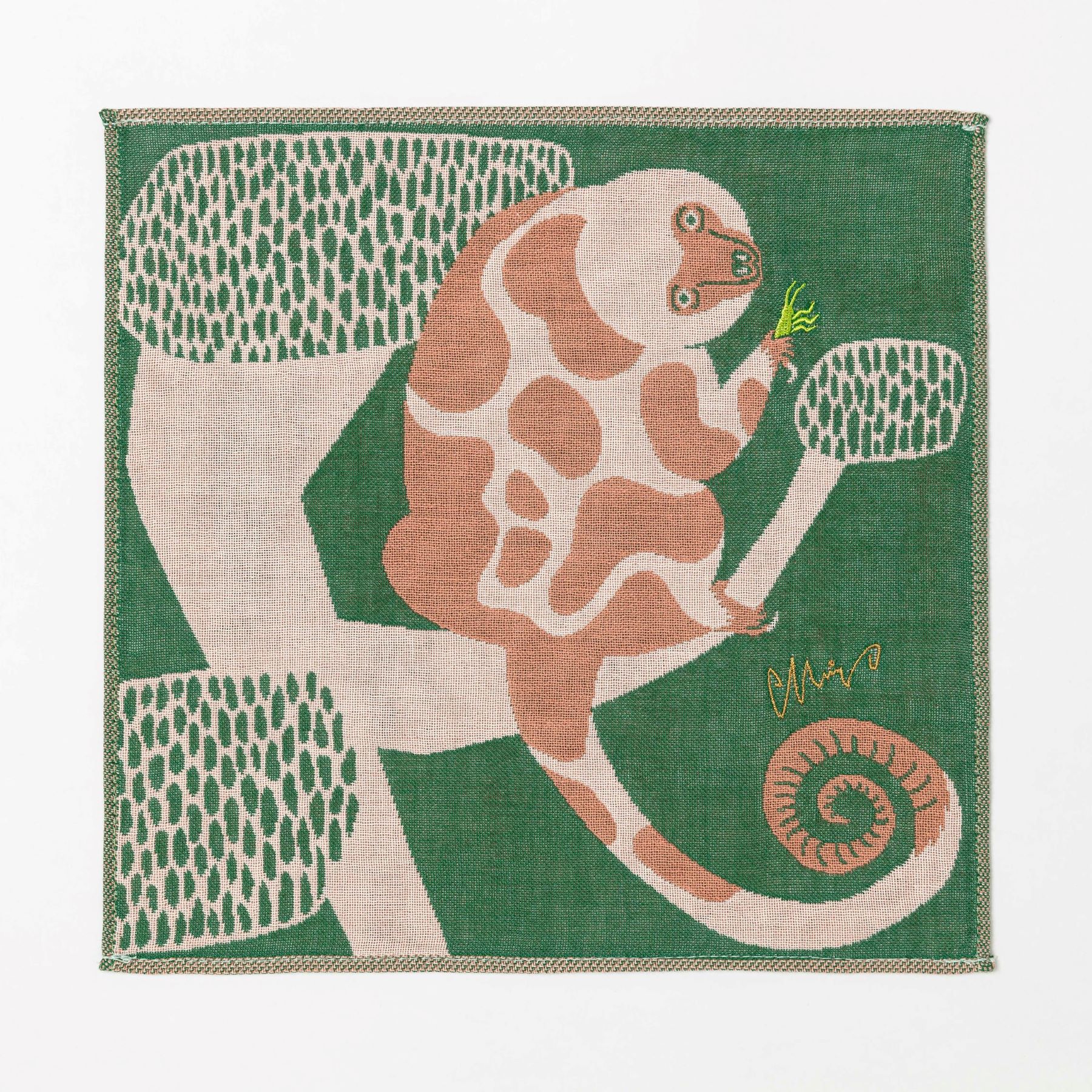 日本 森田MiW 純棉手帕/ 樹枝尾巴上的灰袋貂