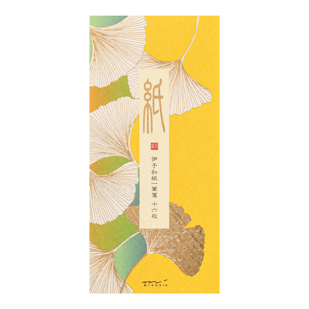 日本 MIDORI 和紙一筆箋/ 金箔壓印/ Dancing Ginkgo S2
