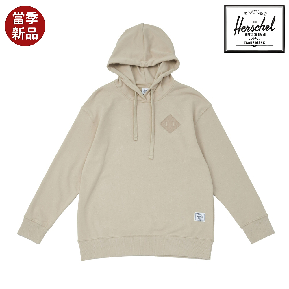 【Herschel】中性落肩同色LOGO帽T 卡其 S | 誠品線上