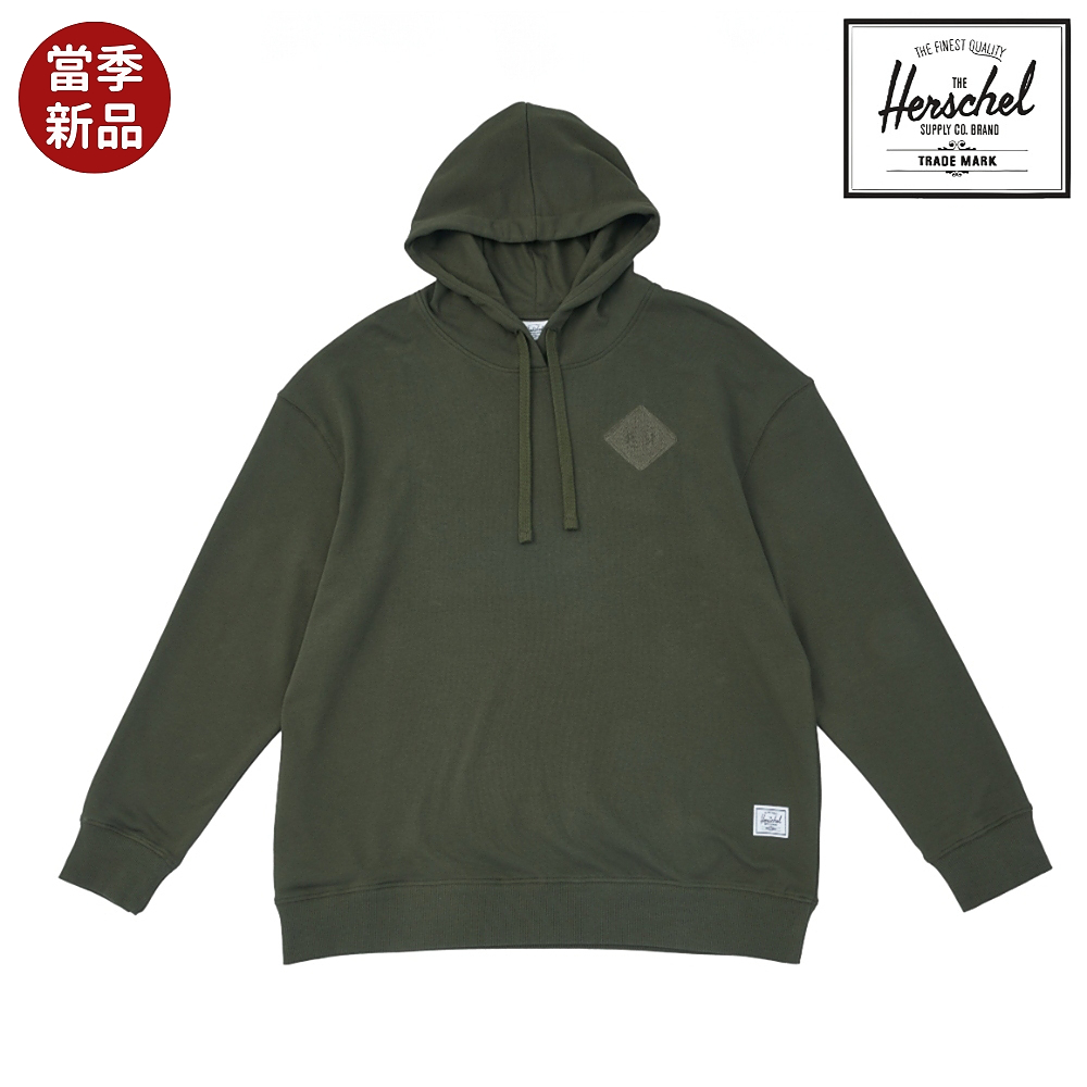 【Herschel】中性落肩同色LOGO帽T 深綠 S | 誠品線上