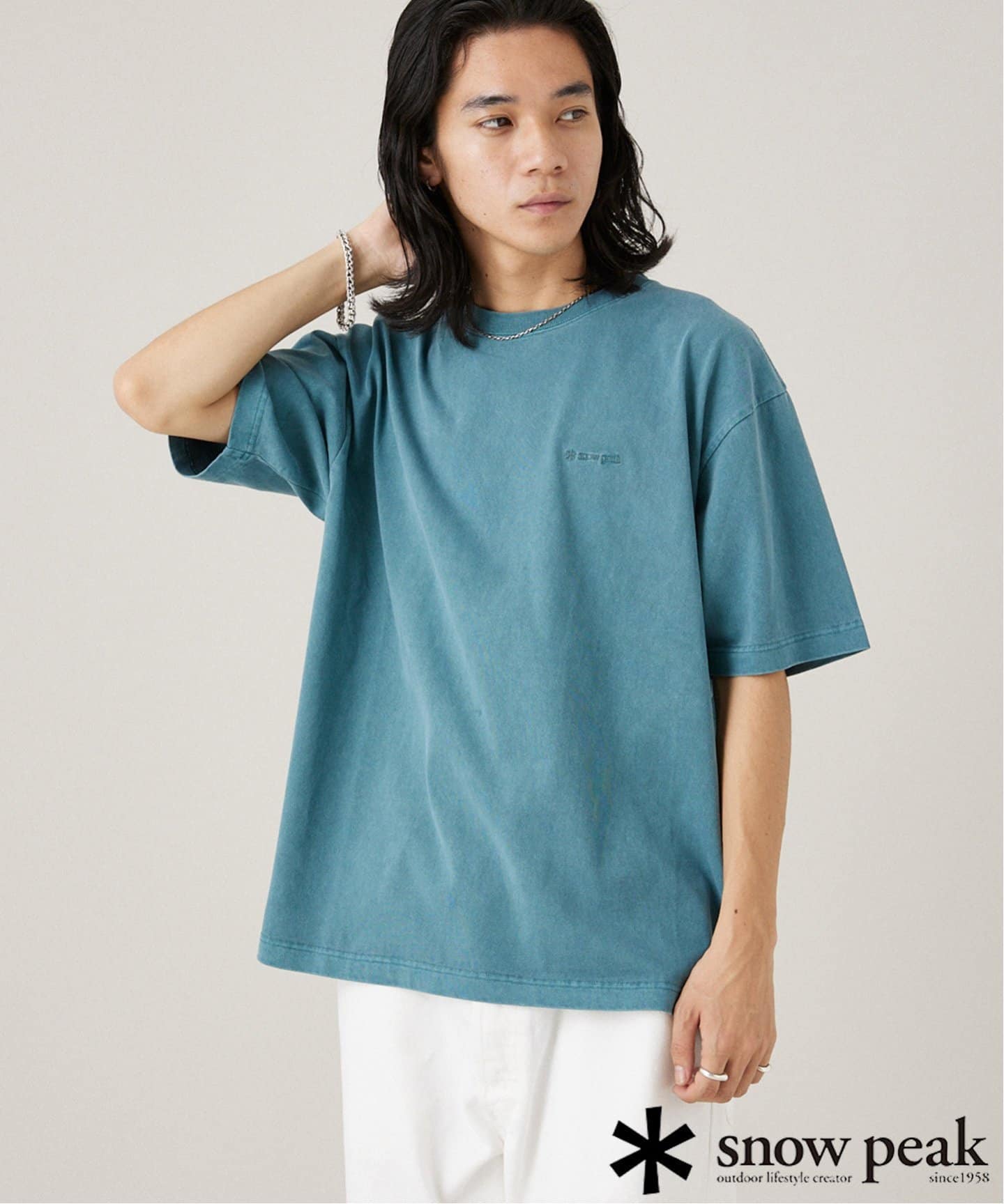JS/SNOWPEAK*JS Pigment Dyed Logo S/S Tshirt/短袖上衣/藍色(048)/M