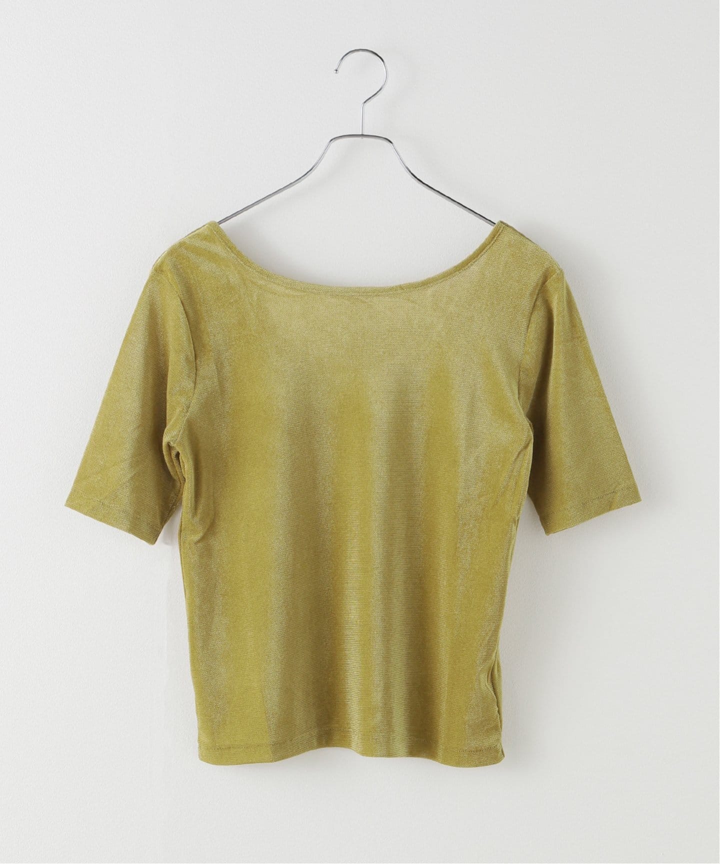 JS/Mesh Velour Back Open T-Shirt/上衣/黃色(080)/FREE