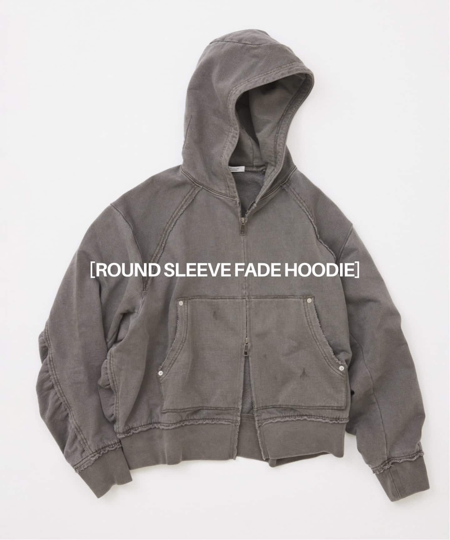 JS ROUND SLEEVE FADE HOODIE 上衣 黑色(002) L