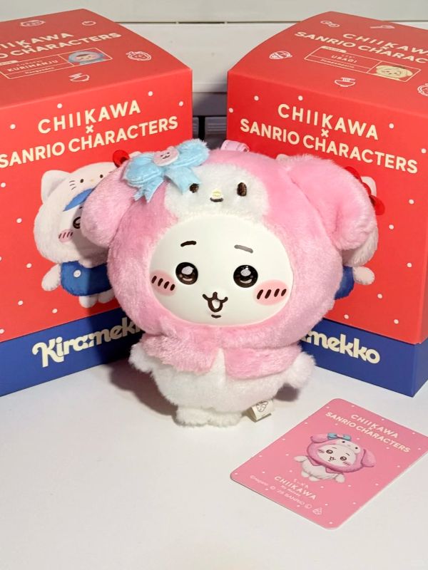 Chiikawa×Sanrio characters吉伊卡哇x美樂蒂搪膠毛絨 單入 | 誠品線上