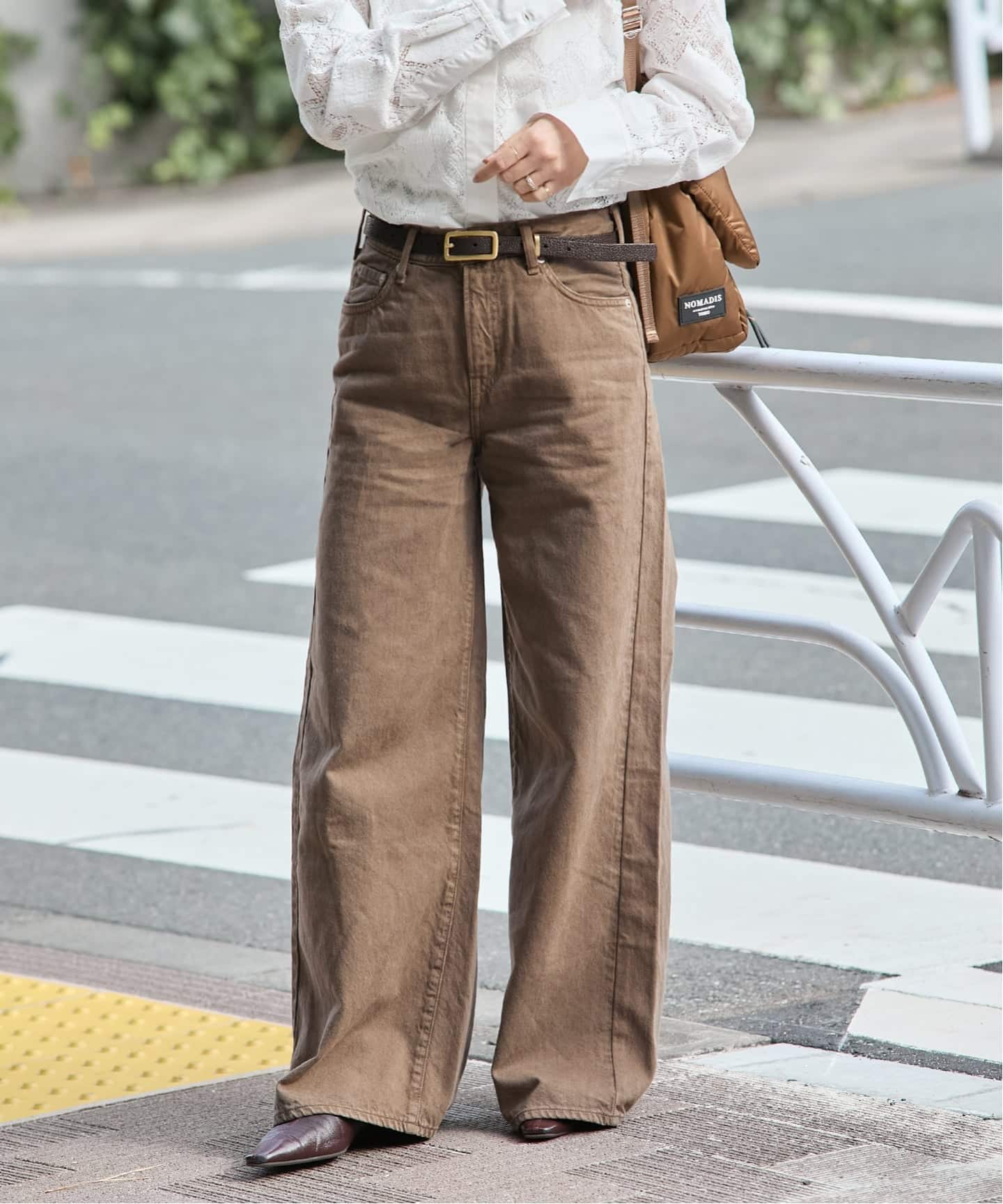JS NEEDBY HERITAGE REMI midrise wide flare 褲子 棕色(020) 026