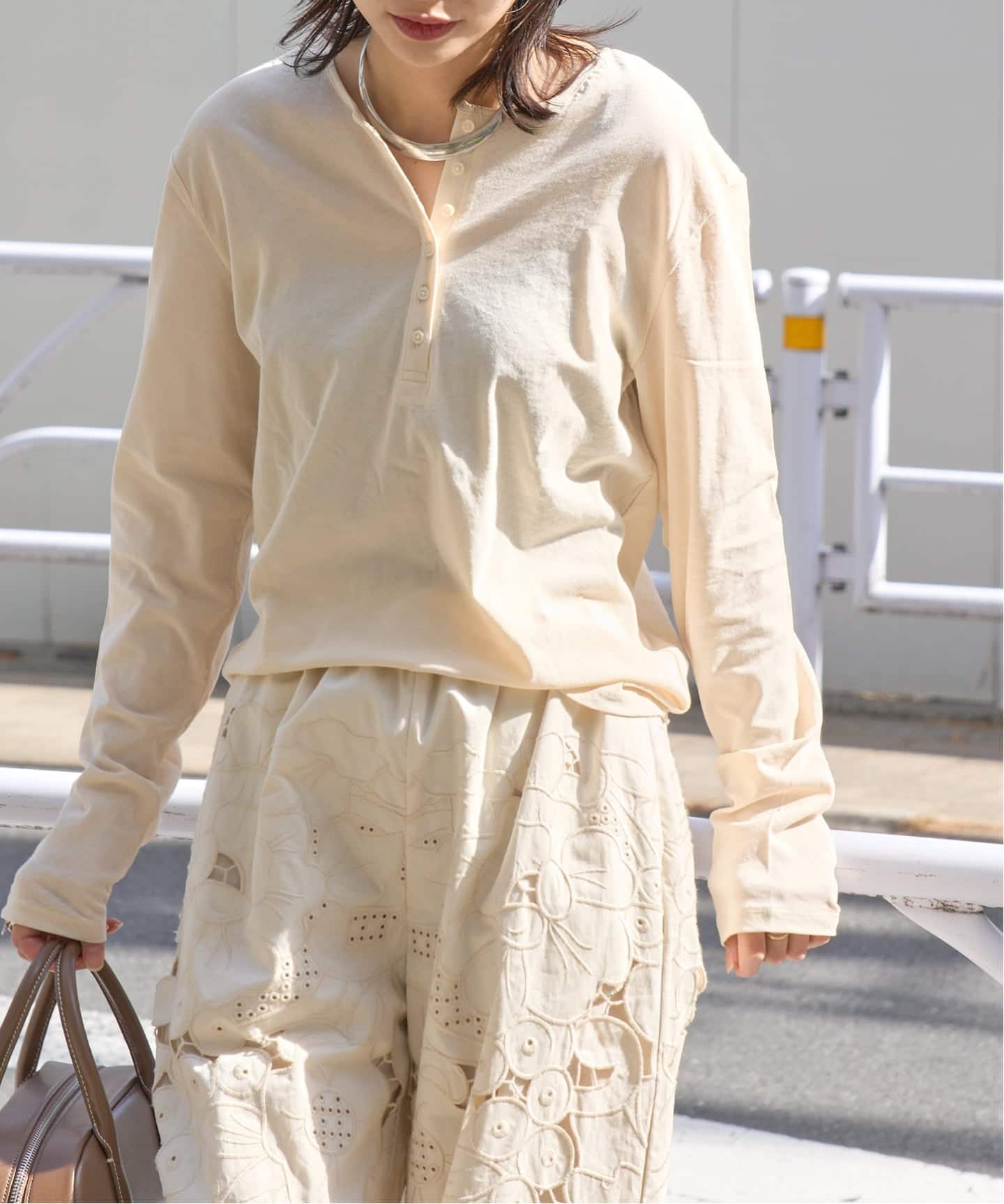 JS SHEER COTTON 2WAY HENLEY 上衣 本色紗布色(016) FREE