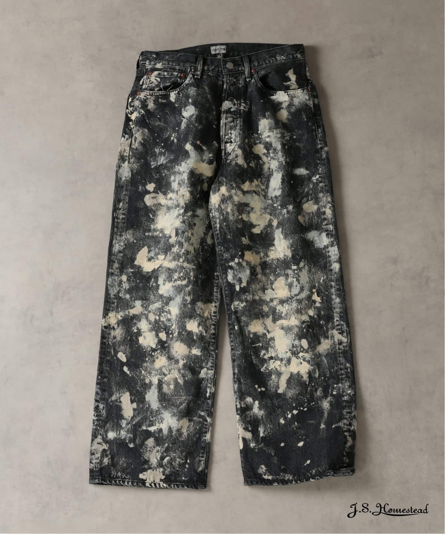 JS BRUSH PAINT DENIM WIDE 5P 褲子 黑色(001) M
