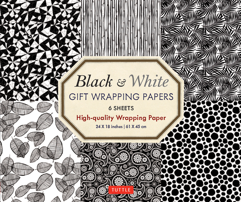 Black & White Gift Wrapping Papers: 6 Sheets