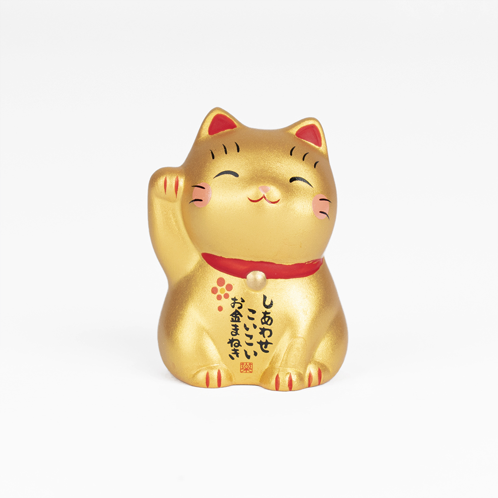 藥師窯錦彩招財貓御籤/ 金