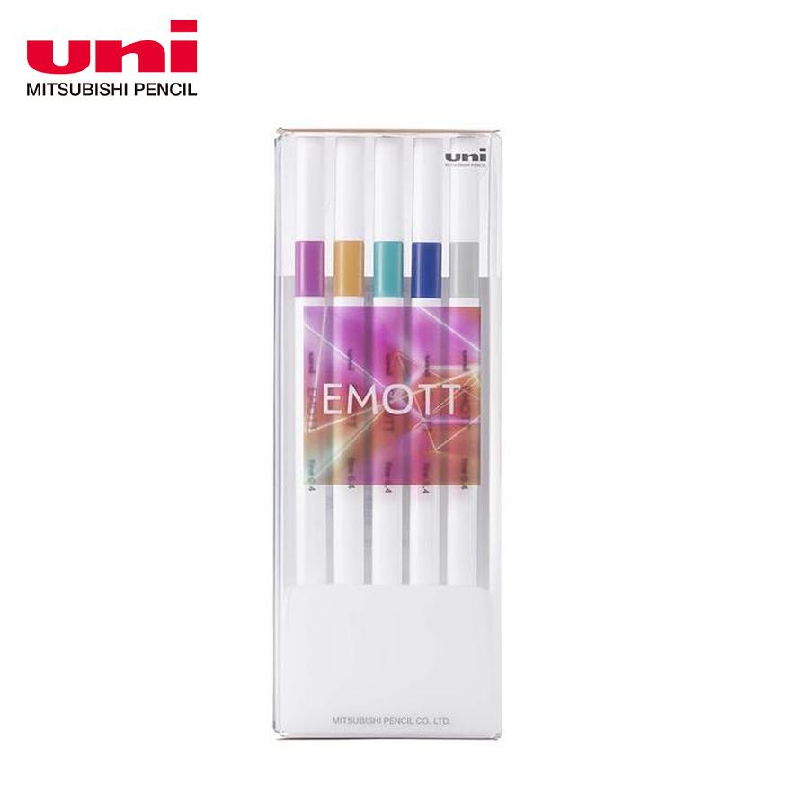 uni EMOTT耐水性簽字筆/ 5色組/ No.12/ VIRTUAL COLOR