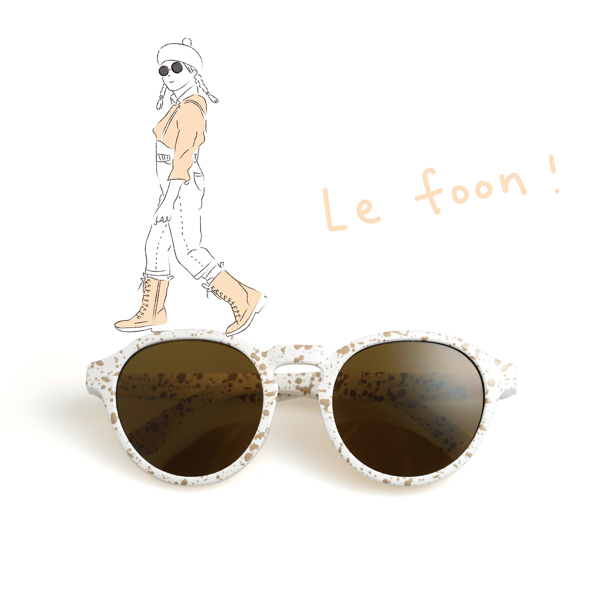 LE FOON 親子太陽眼鏡 splash ink art _ parent-child 小孩款 - 焦糖拿鐵